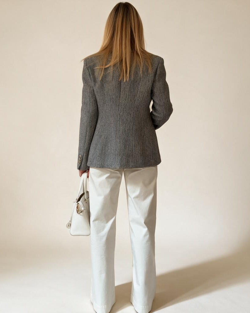 Blazer Doppiopetto Spigato Grigio