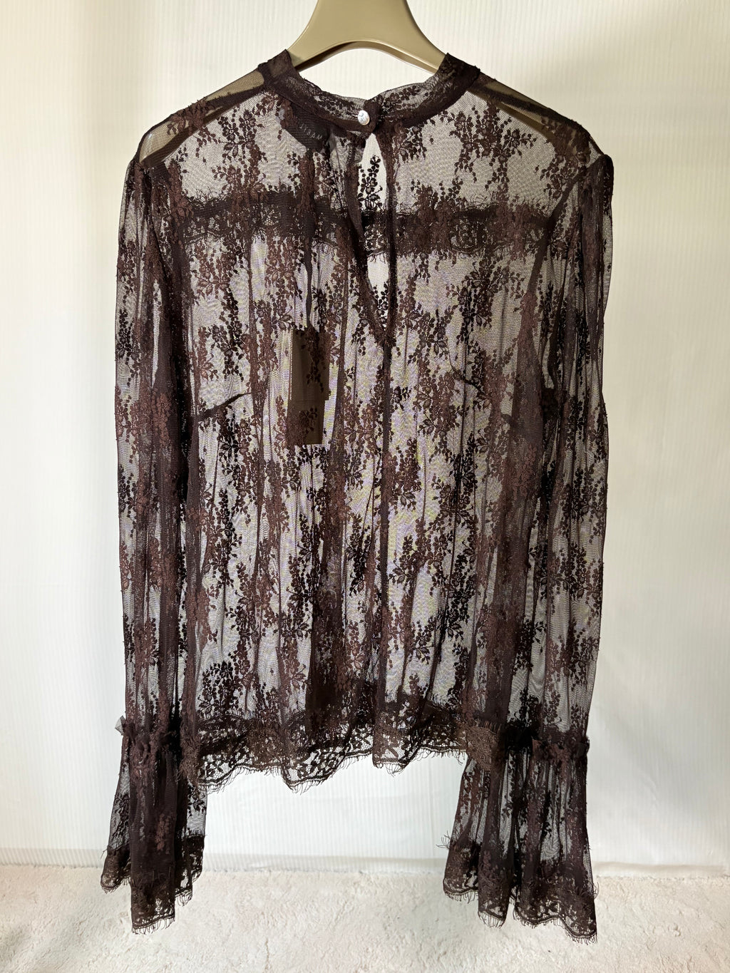 Blusa in Pizzo Marrone
