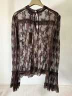 Blusa in Pizzo Marrone