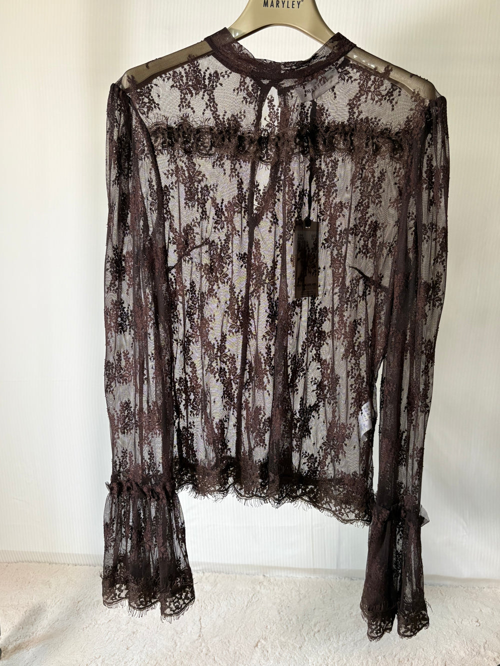 Blusa in Pizzo Marrone
