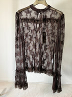 Blusa in Pizzo Marrone