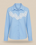 Camicia Azzurra in Cotone con Applicazione