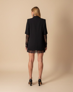 Blazer Nero Ricercato con Inserti in Pizzo Floreale