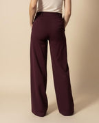 Pantaloni Bordeaux a Palazzo con Vita Alta