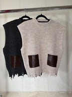 Gilet in Maglia Grigio