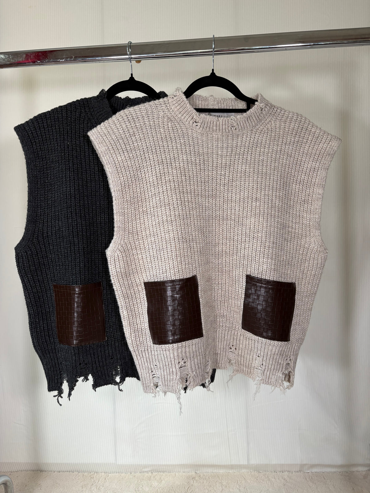 Gilet in Maglia Grigio