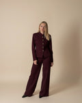 Giacca Blazer Bordeaux con Collo Alto