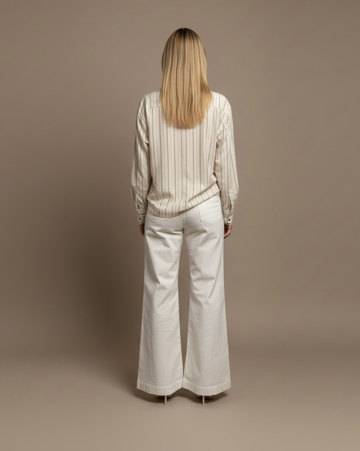 Pantaloni a Zampa Color Panna