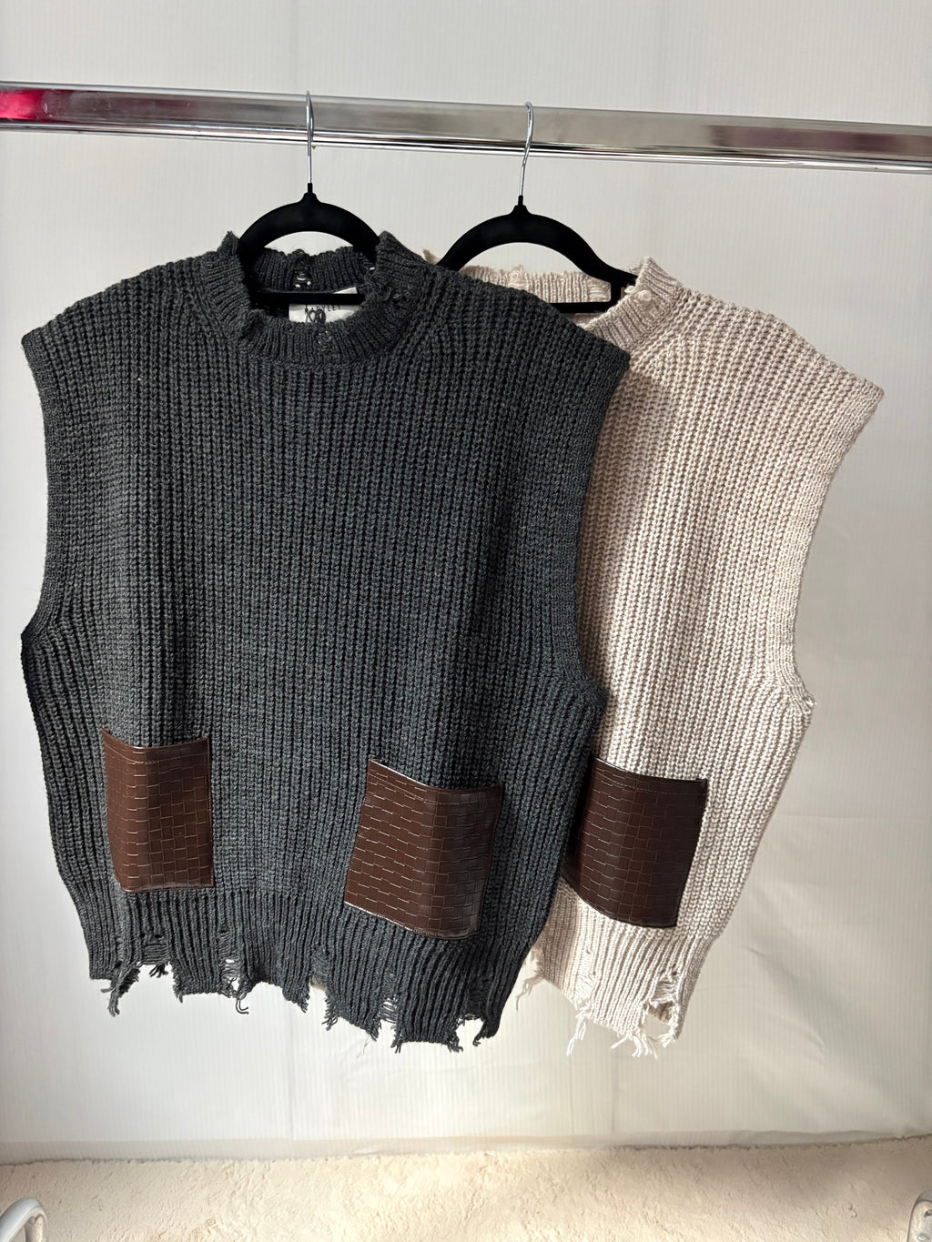 Gilet in Maglia Grigio