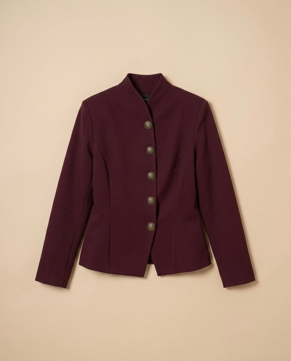 Giacca Blazer Bordeaux con Collo Alto