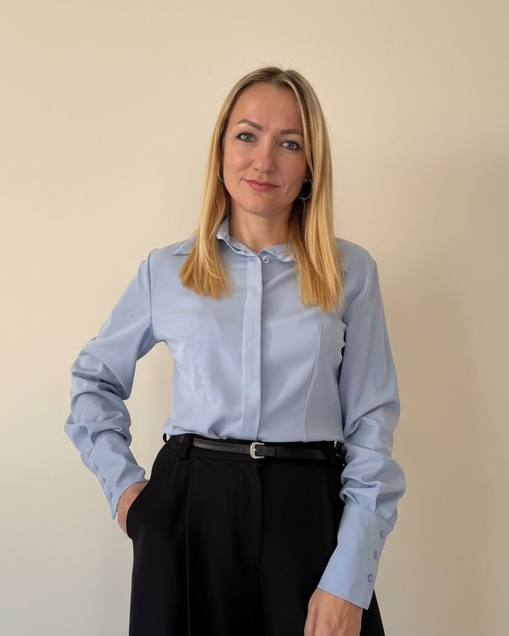 Camicia Azzurra con Colletto a Punta