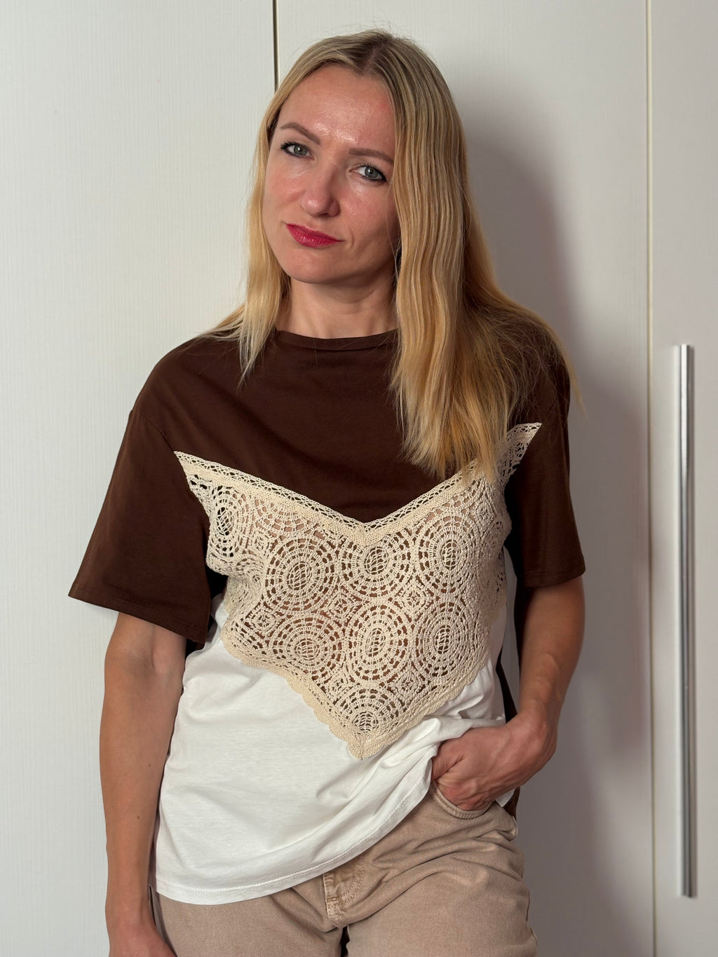 T-shirt Color-Block in Cotone
