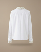 Camicia Bianca in Cotone con Inserti in Pizzo