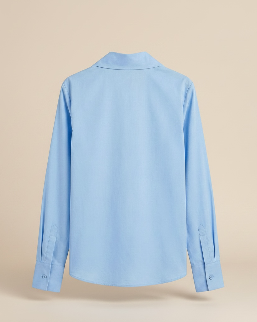 Camicia Azzurra in Cotone con Applicazione