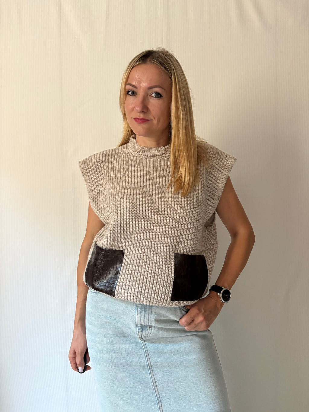 Gilet in Maglia Grigio